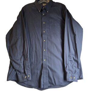L.L. Bean Men's Button-Down Shirt L-Reg 100% Cotton Navy Blue